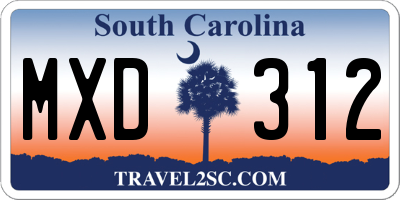 SC license plate MXD312