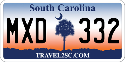 SC license plate MXD332