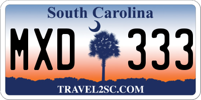 SC license plate MXD333