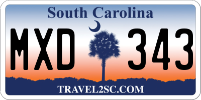 SC license plate MXD343