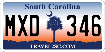 SC license plate MXD346