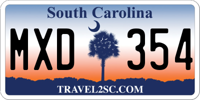 SC license plate MXD354