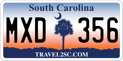 SC license plate MXD356