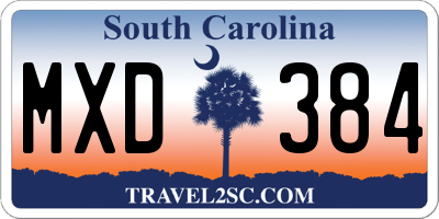 SC license plate MXD384