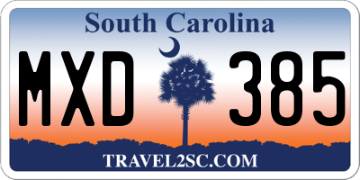 SC license plate MXD385