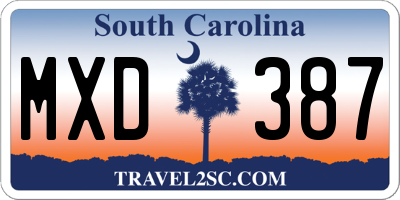 SC license plate MXD387