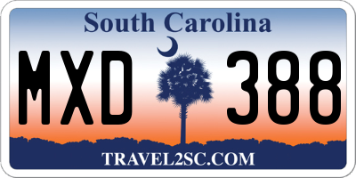 SC license plate MXD388