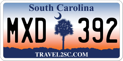 SC license plate MXD392
