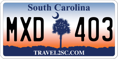 SC license plate MXD403