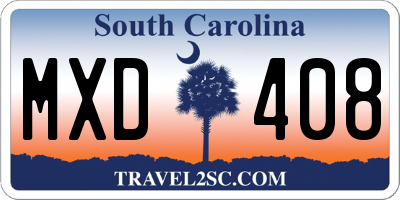 SC license plate MXD408