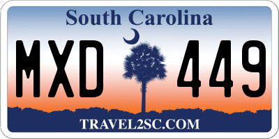 SC license plate MXD449
