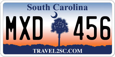 SC license plate MXD456