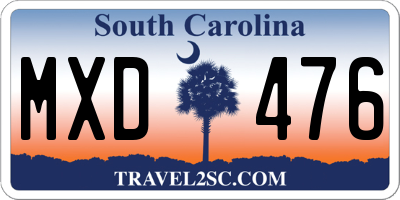 SC license plate MXD476
