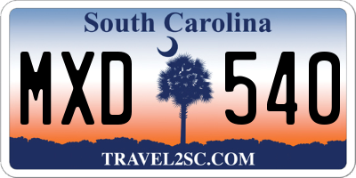 SC license plate MXD540