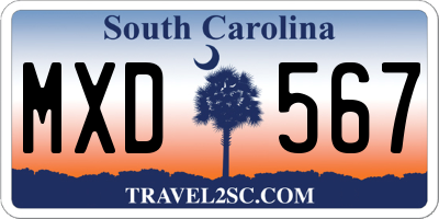SC license plate MXD567