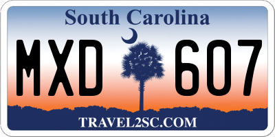 SC license plate MXD607