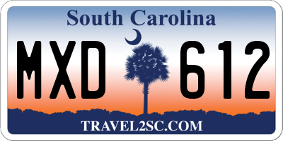 SC license plate MXD612