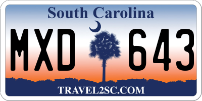 SC license plate MXD643