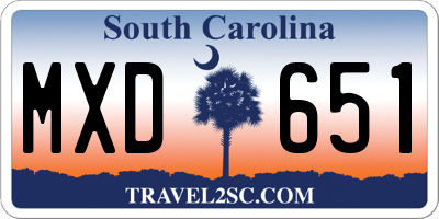 SC license plate MXD651