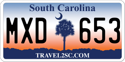 SC license plate MXD653