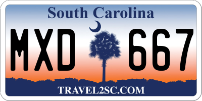 SC license plate MXD667