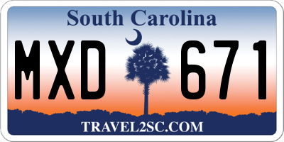 SC license plate MXD671