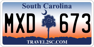 SC license plate MXD673