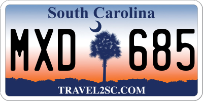 SC license plate MXD685