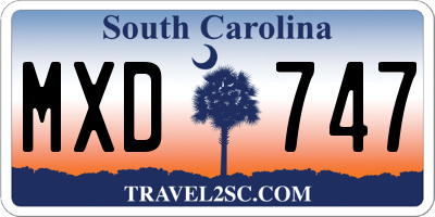 SC license plate MXD747