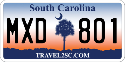 SC license plate MXD801