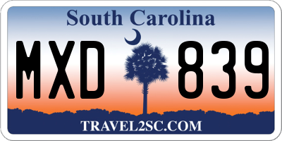SC license plate MXD839