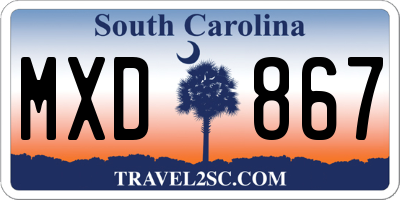 SC license plate MXD867