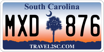 SC license plate MXD876