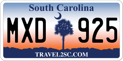 SC license plate MXD925