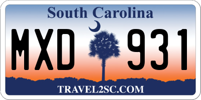SC license plate MXD931