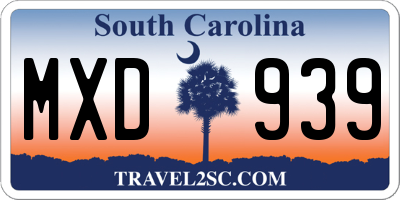 SC license plate MXD939