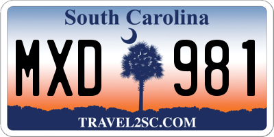SC license plate MXD981