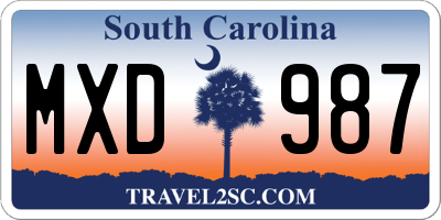 SC license plate MXD987