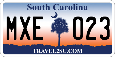 SC license plate MXE023