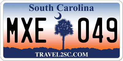 SC license plate MXE049