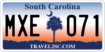 SC license plate MXE071
