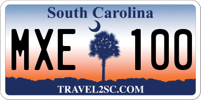 SC license plate MXE100