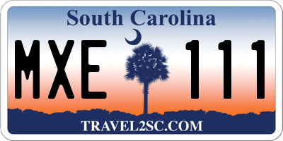 SC license plate MXE111