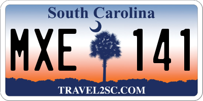 SC license plate MXE141