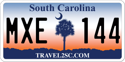 SC license plate MXE144