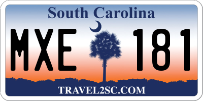 SC license plate MXE181