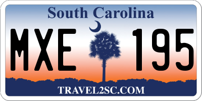 SC license plate MXE195