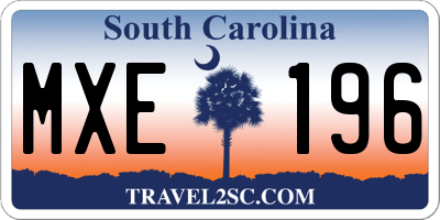 SC license plate MXE196