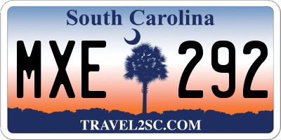 SC license plate MXE292