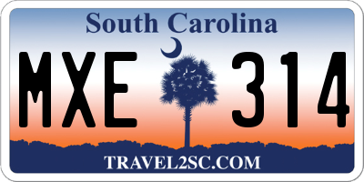 SC license plate MXE314